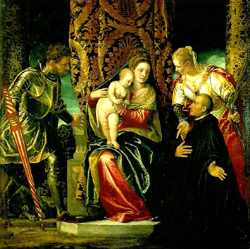 Paolo  Veronese virgin and child with sts george justina and a donor china oil painting image